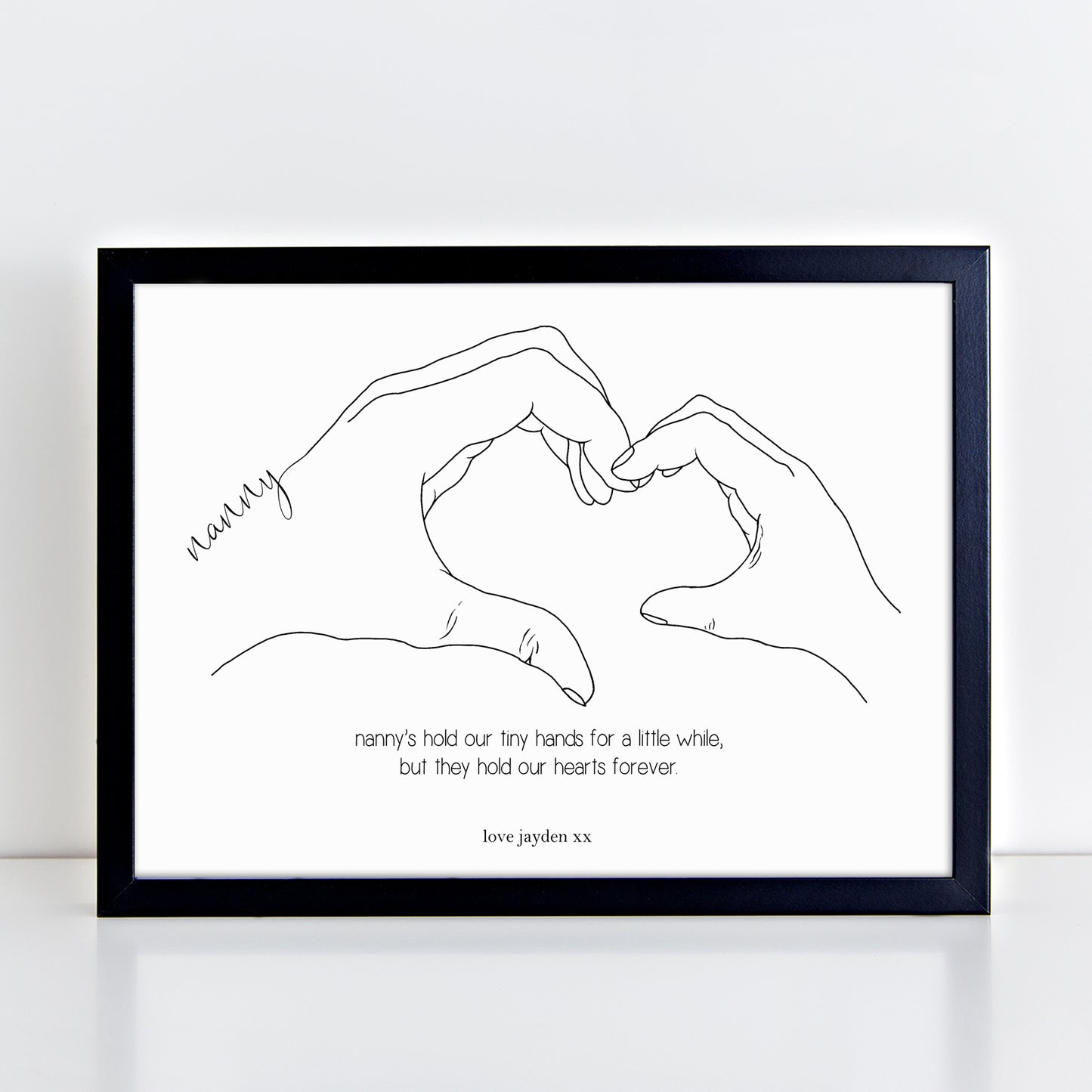 Personalised Heart Hands Nanny Poem Print