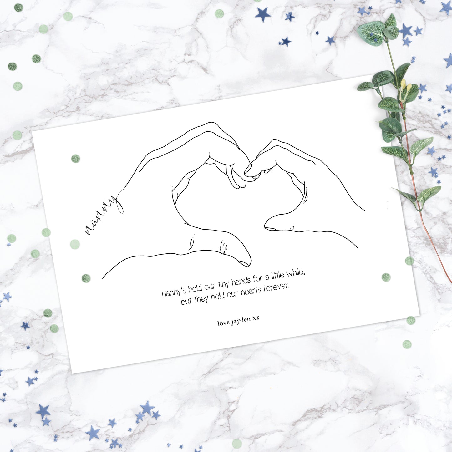 Personalised Heart Hands Nanny Poem Print