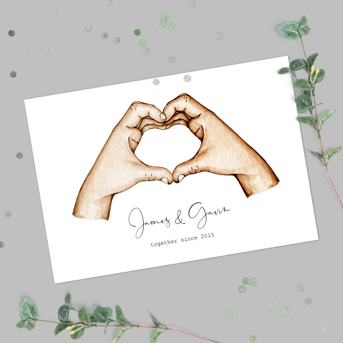 Personalised Couples Heart Hands Print