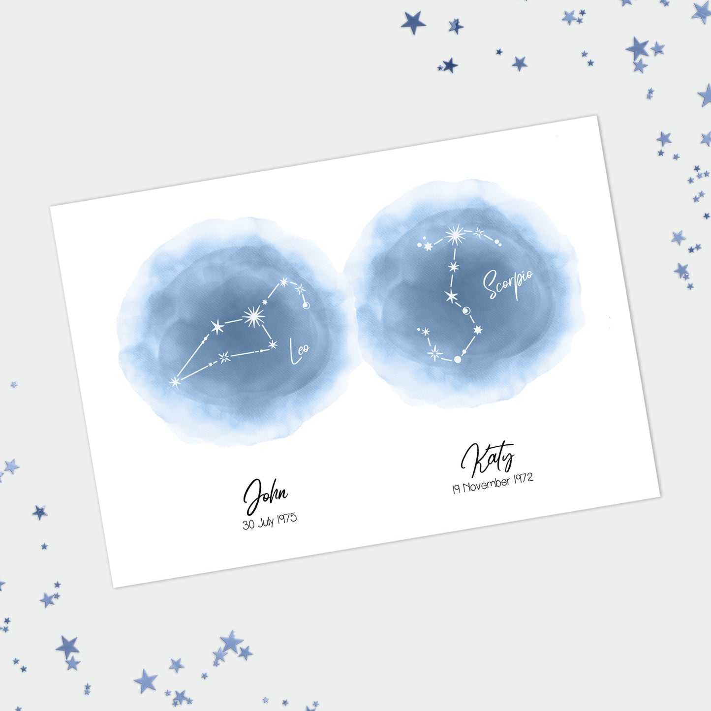 Personalised Couples Zodiac Star Sign Print