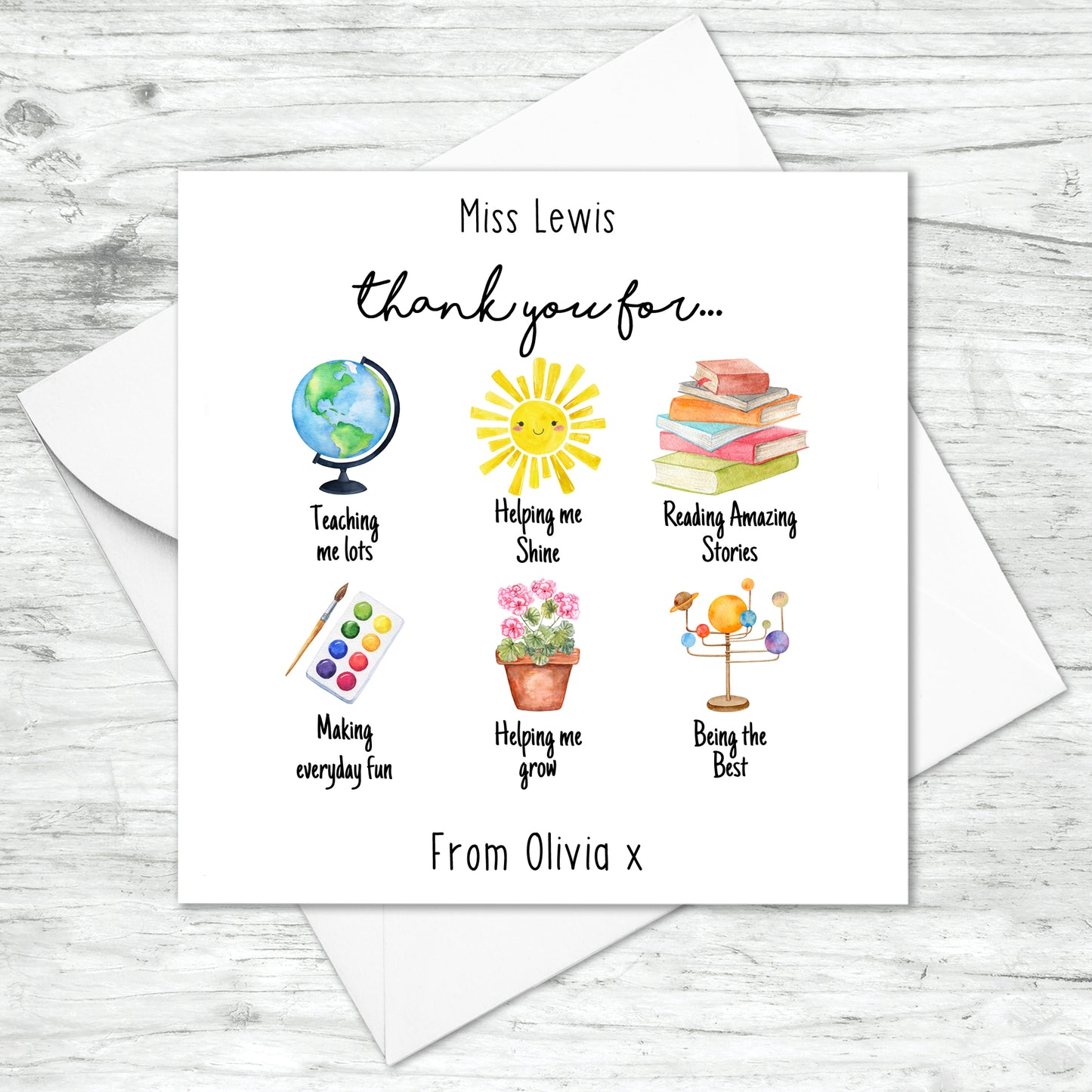 Personalised Thank You For Teaching Me Card
