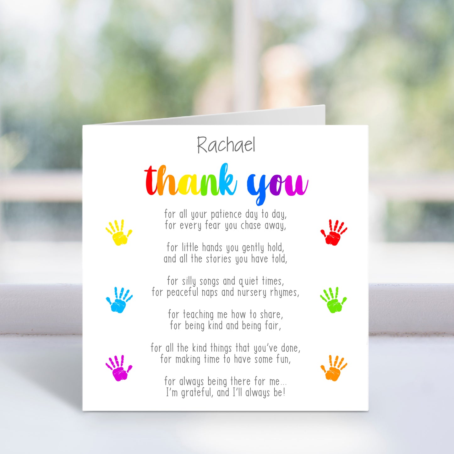 Personalised Thank You Poem Card