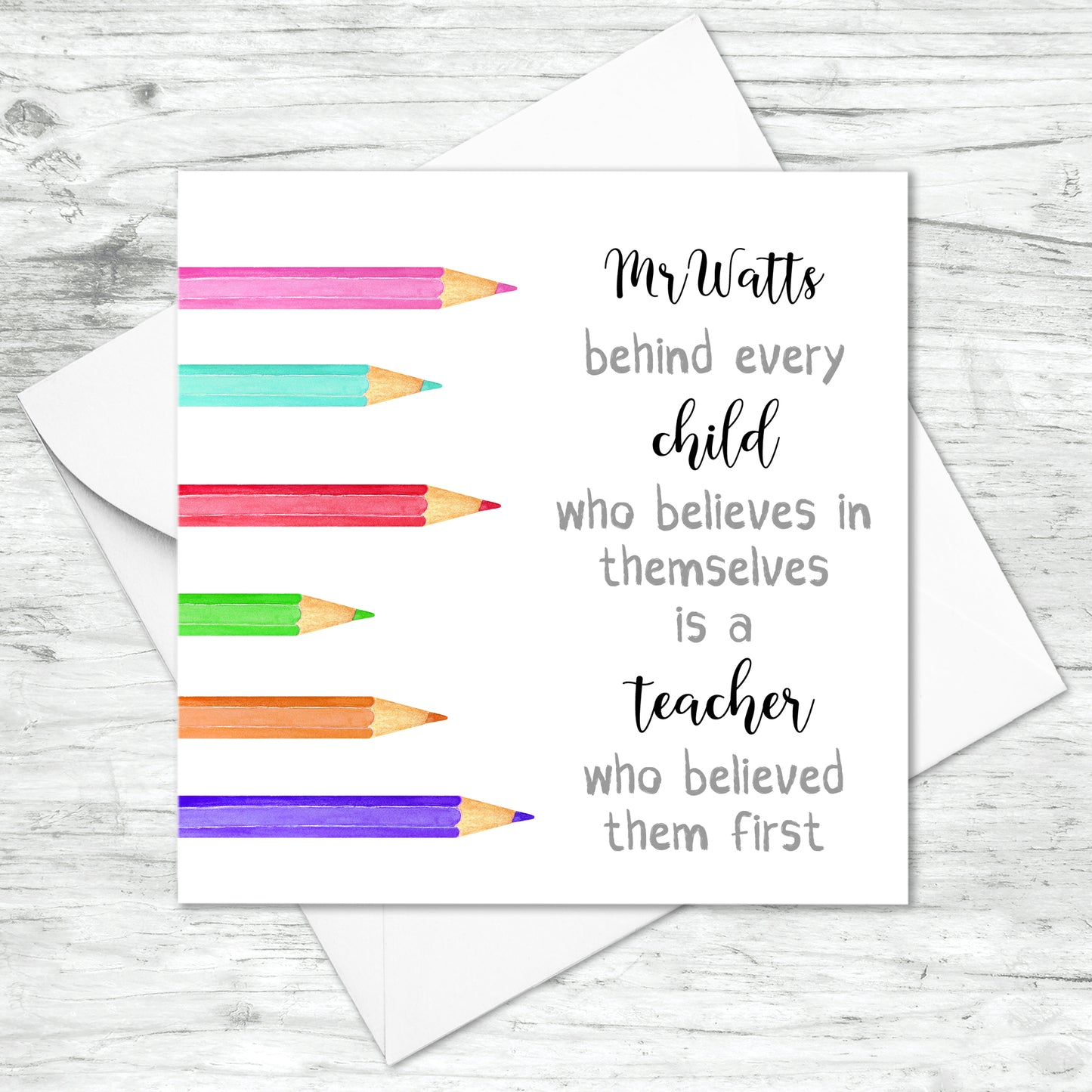 Personalised Thank You For Believing In Me Card