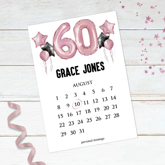 Personalised 60th Birthday Calendar Print