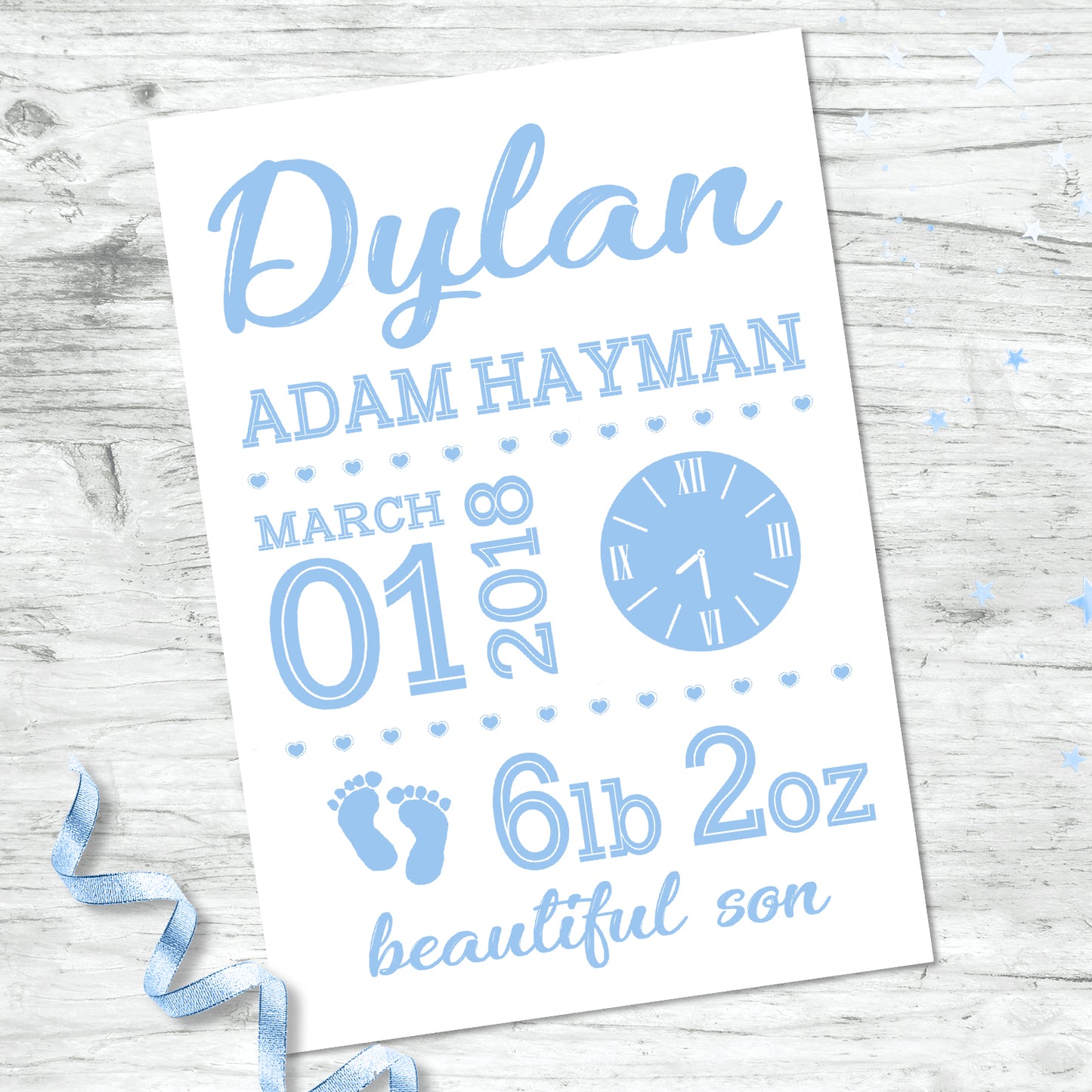 Personalised New Baby Christening Girl Boy Print