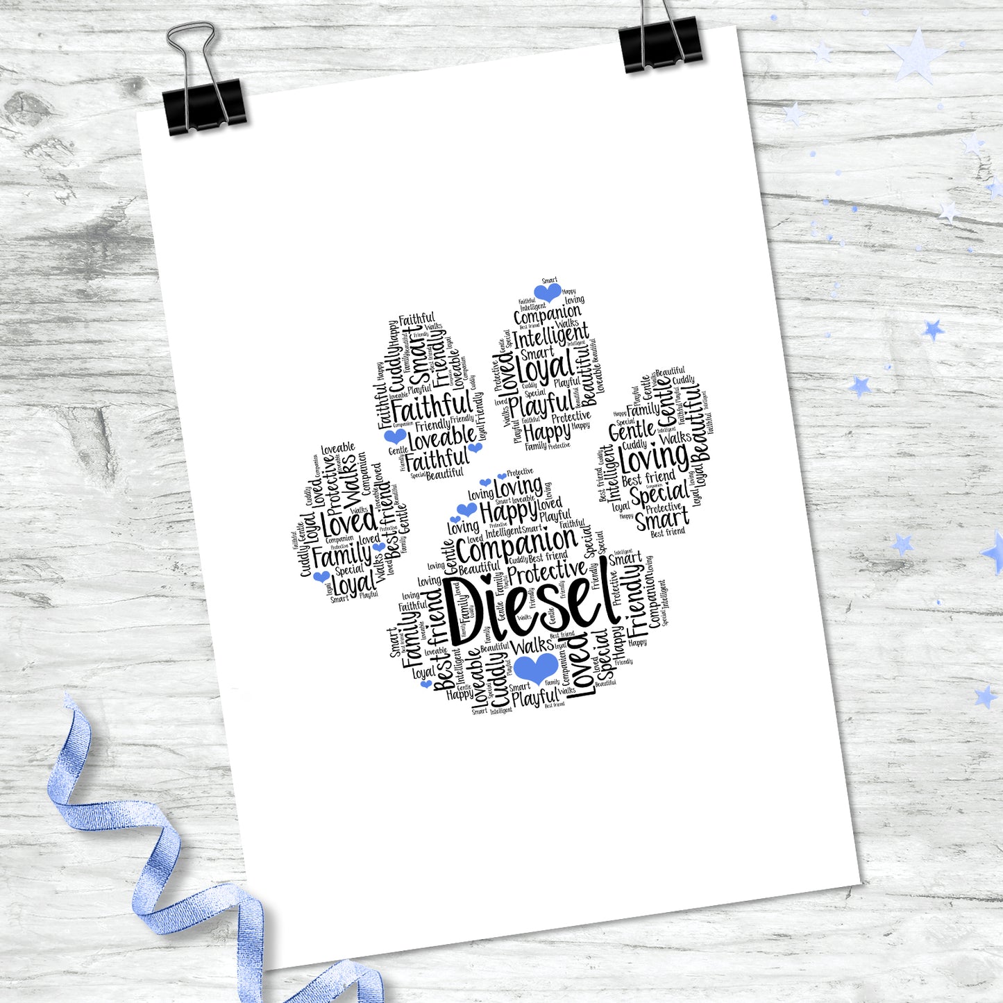 Personalised Cat Dog Animal Word Art Print
