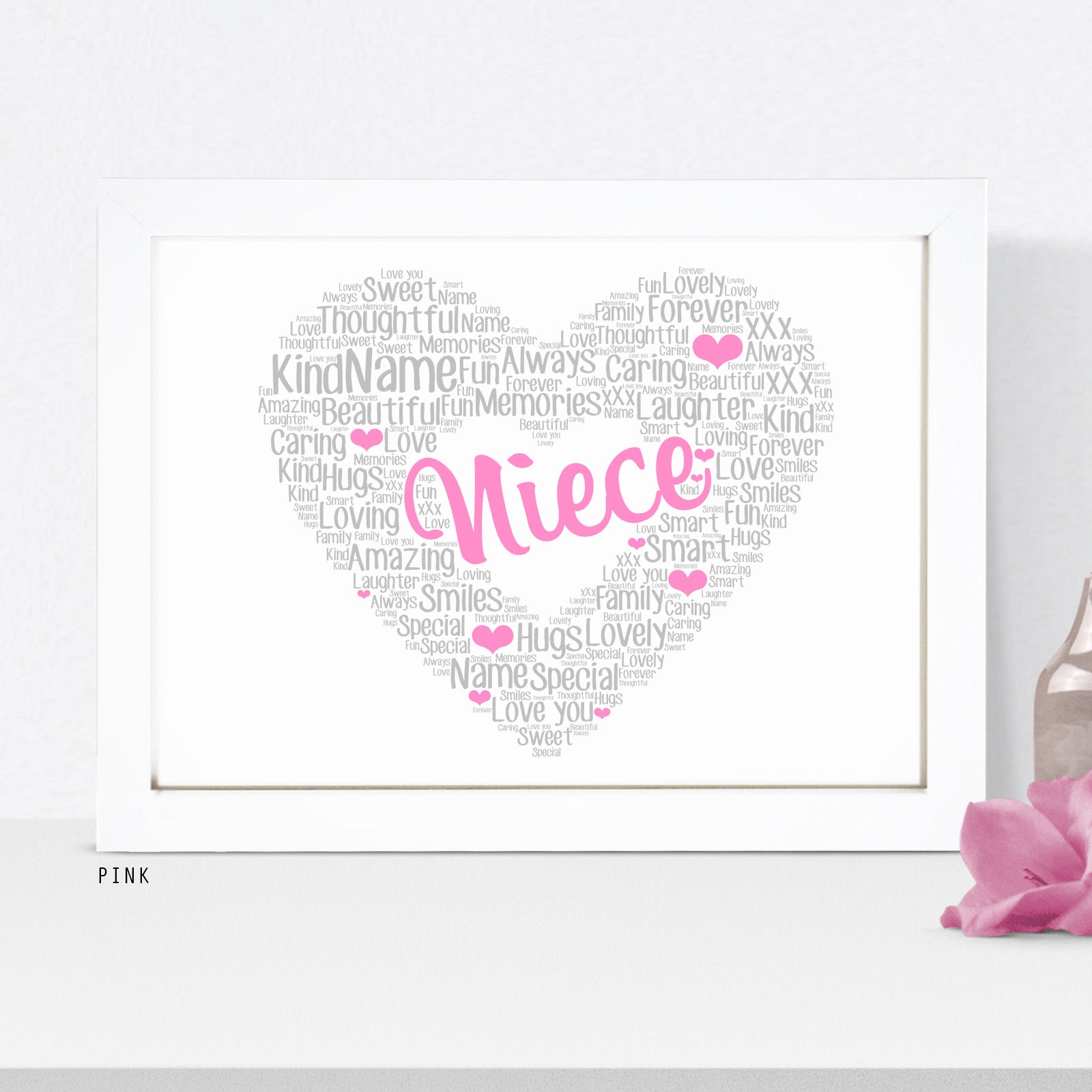 Personalised Love Heart Word Art Print