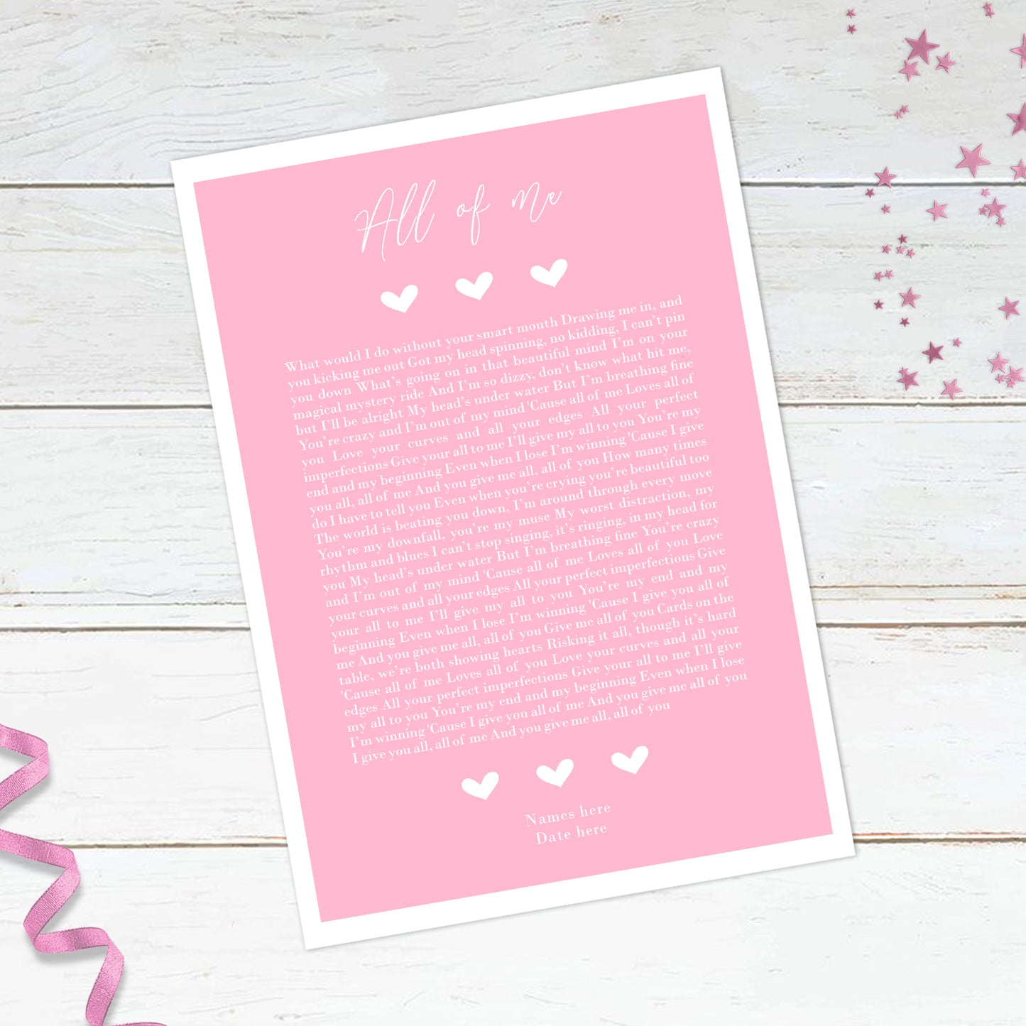 Personalised Song Lyrics Print