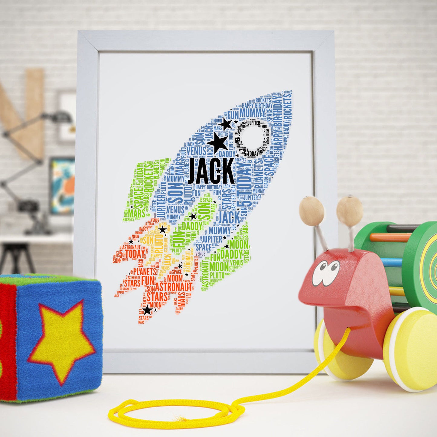 Personalised Space Rocket Word Art Print