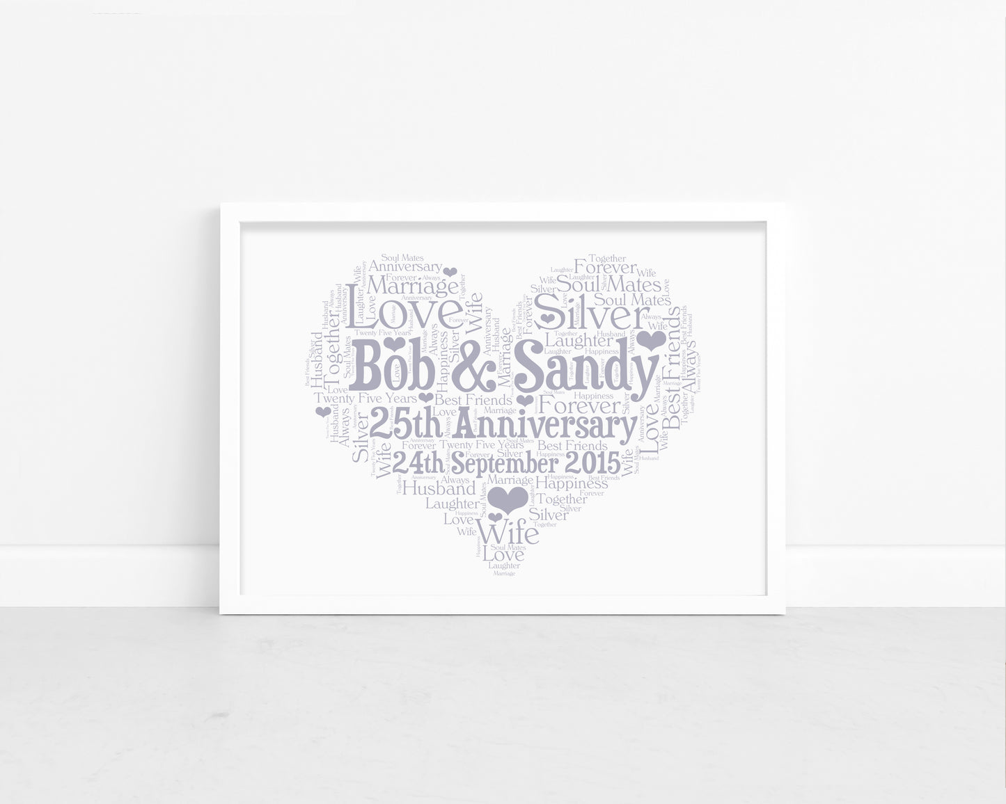 Personalised Anniversary Heart Word Art Print