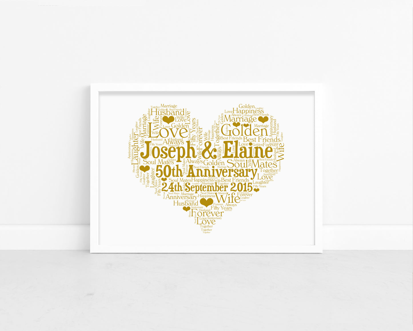 Personalised Anniversary Heart Word Art Print