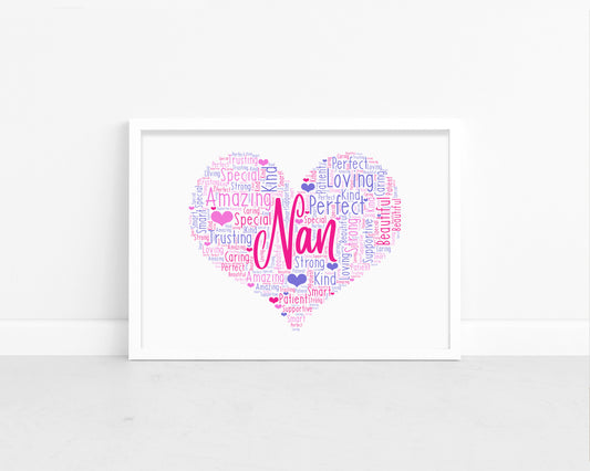 Personalised Nan Word Art Print