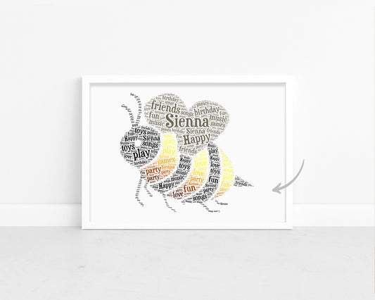 Personalised Bumble Bee Word Art Print