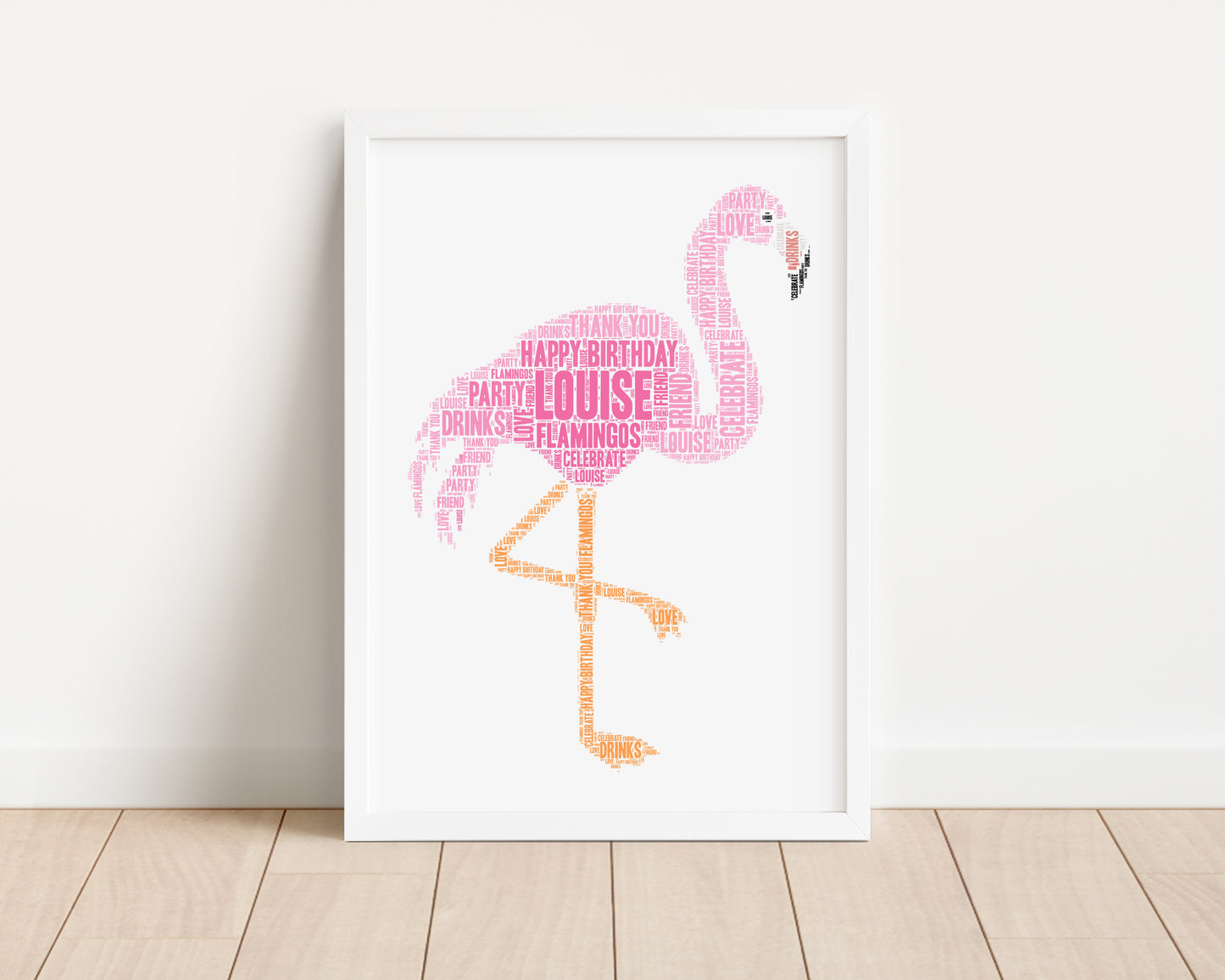 Personalised Flamingo Word Art Print