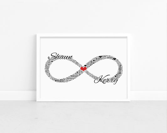 Personalised Infinity Symbol Word Art Print