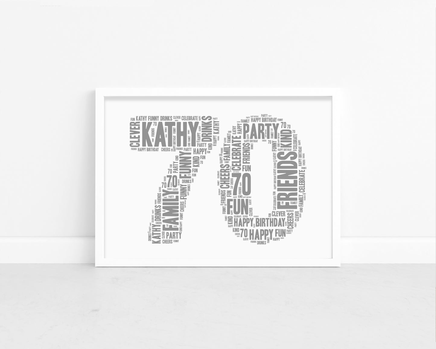 Personalised 70th Birthday Word Art Print