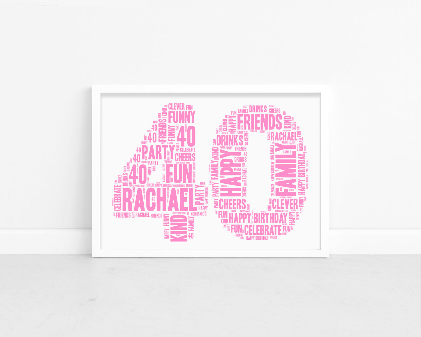 Personalised 40th Birthday Word Art Print