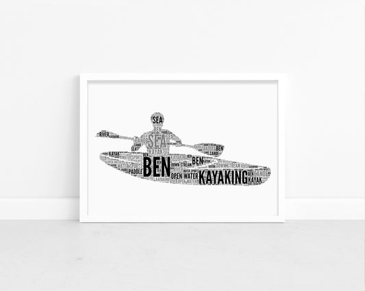 Personalised Kayak Word Art Print