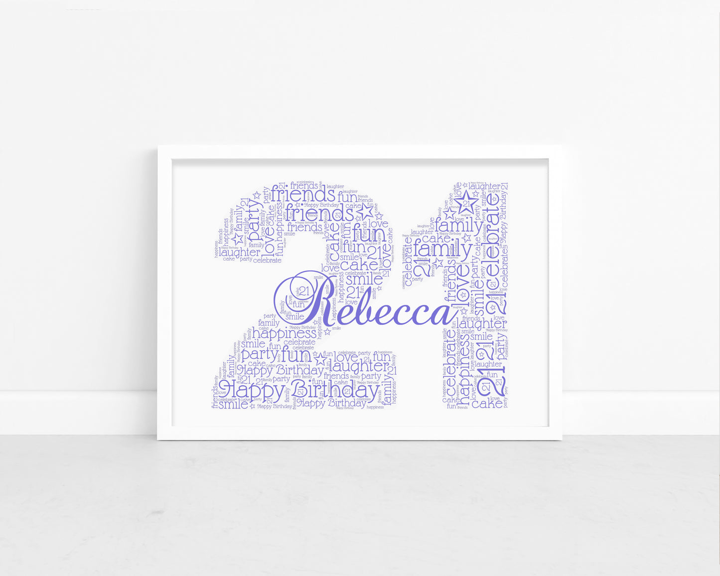 Personalised Name & Age Number Word Art Print