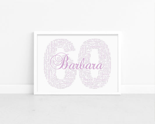 Personalised Name & Age Number Word Art Print