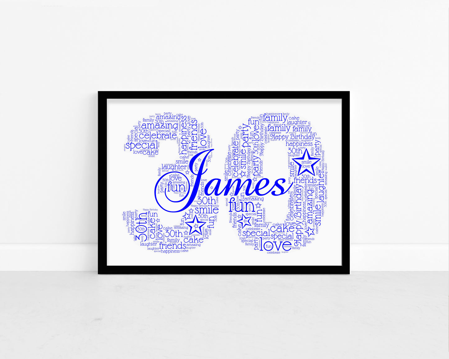 Personalised Name & Age Number Word Art Print