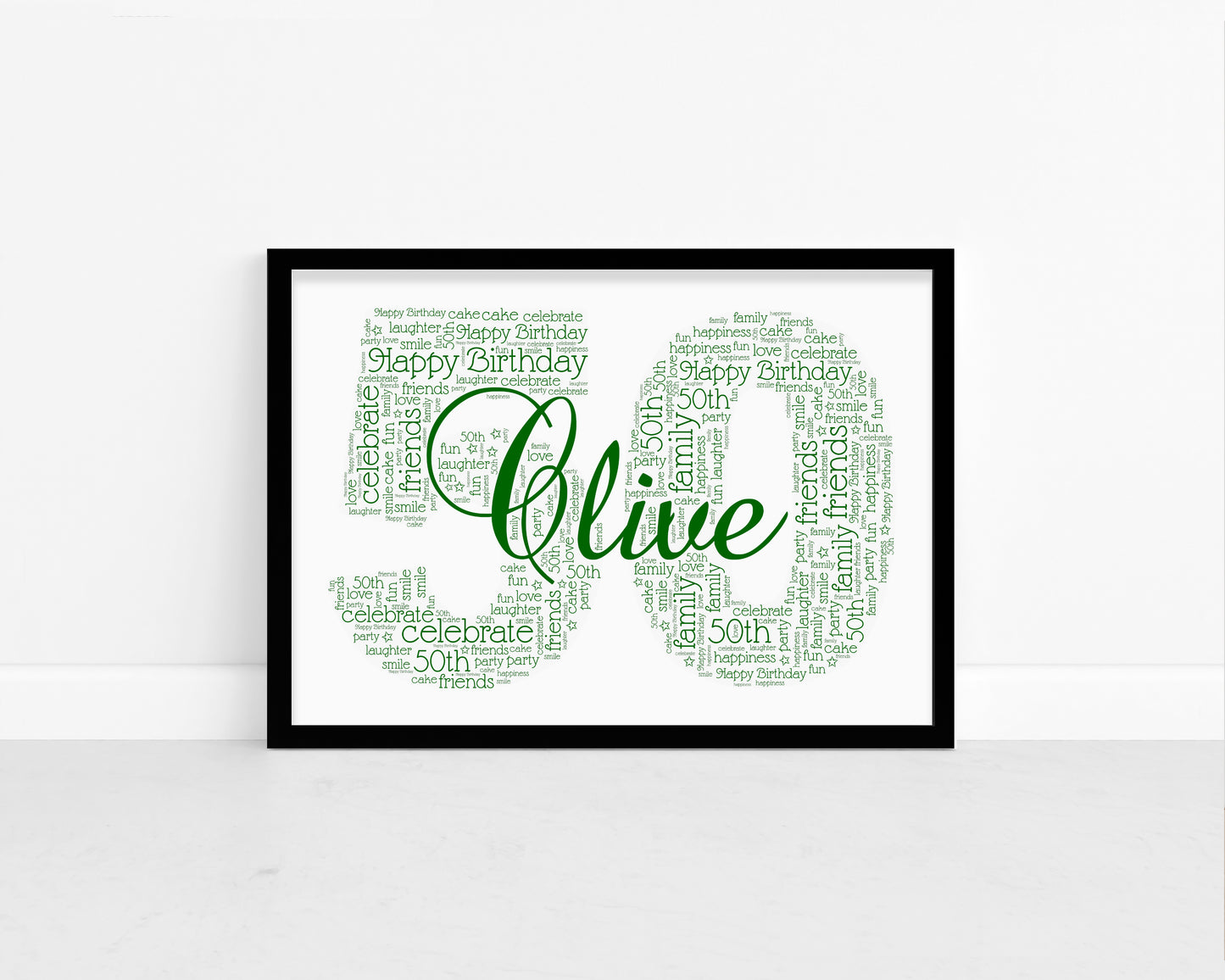 Personalised Name & Age Number Word Art Print