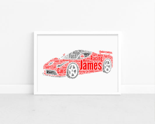 Personalised Sports Car Word Art Print