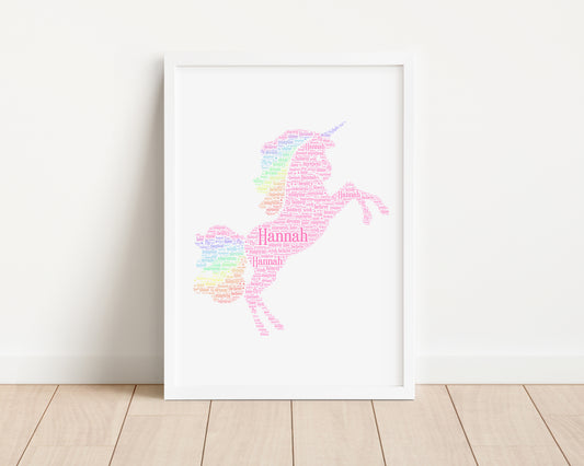Personalised Unicorn Word Art Print