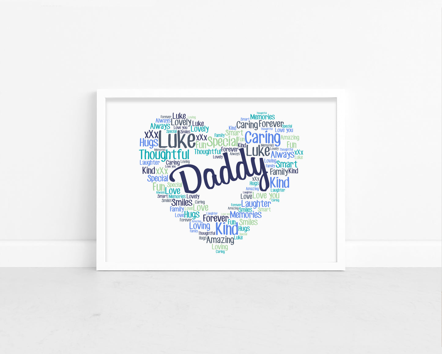 Personalised Heart Word Art Print - Male