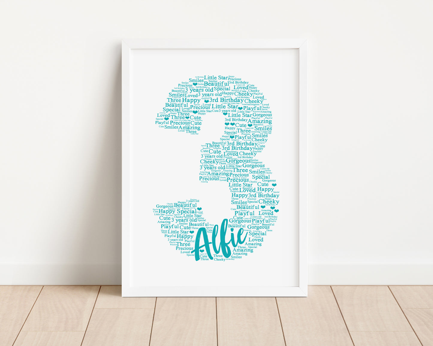 Personalised 3rd Birthday Word Art Print