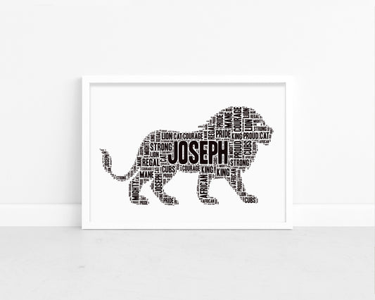 Personalised Lion Word Art Print