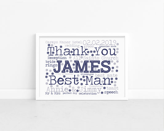 Personalised Best Man Word Art Print