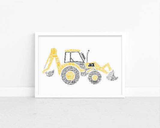 Personalised Digger Word Art Print