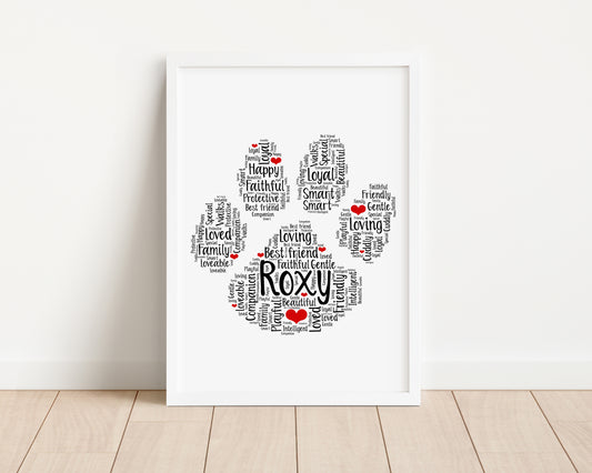 Personalised Cat Dog Animal Word Art Print