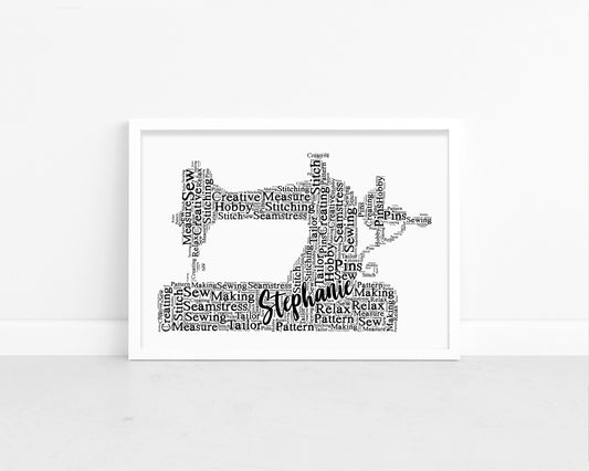 Personalised Sewing Machine Word Art Print