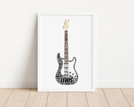 Personalised Electric Guitar Word Art Print