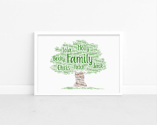 Personalised Family Tree Word Art Print