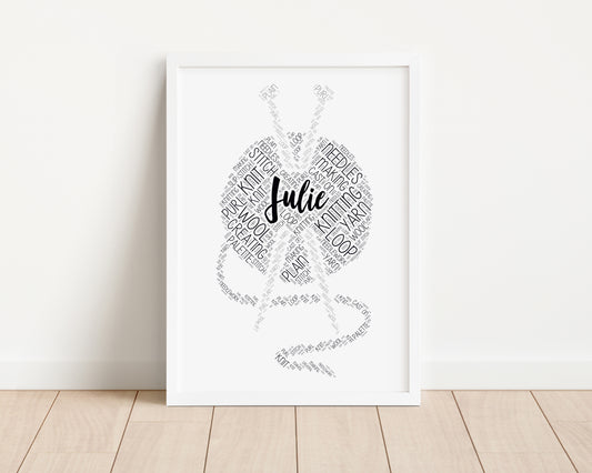 Personalised Knitting Word Art Print