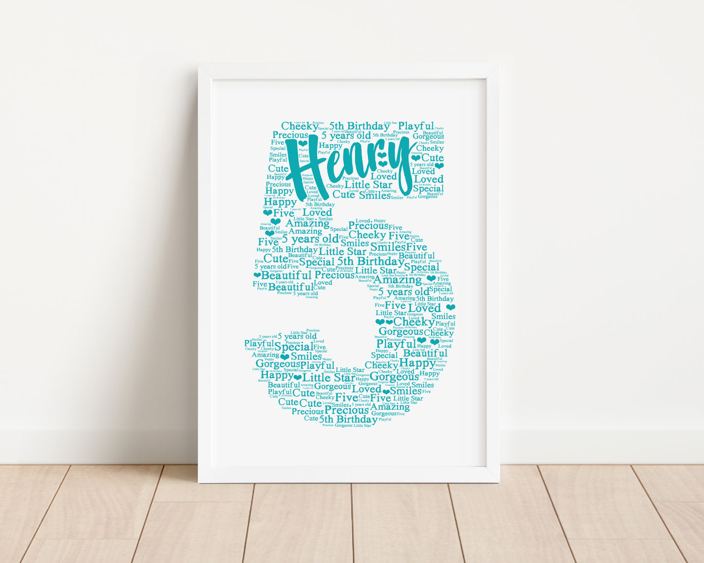 Personalised 5th Birthday Word Art Print