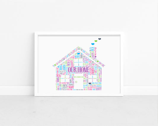 Personalised Family House Word Art Print