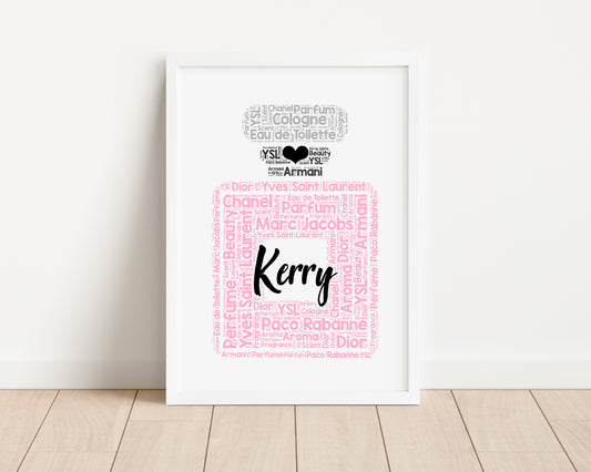 Personalised Perfume Bottle Word Art Print