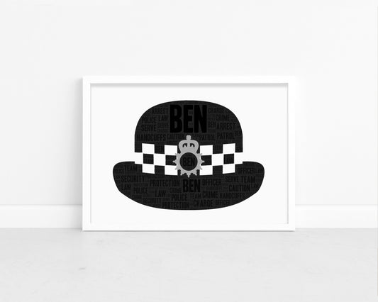 Personalised Police Officer Hat Print