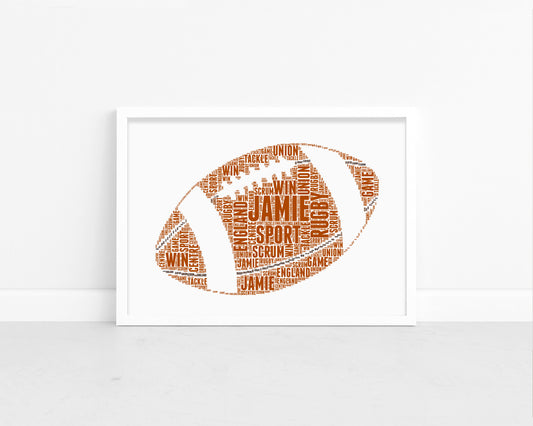 Personalised American Football Word Art Print