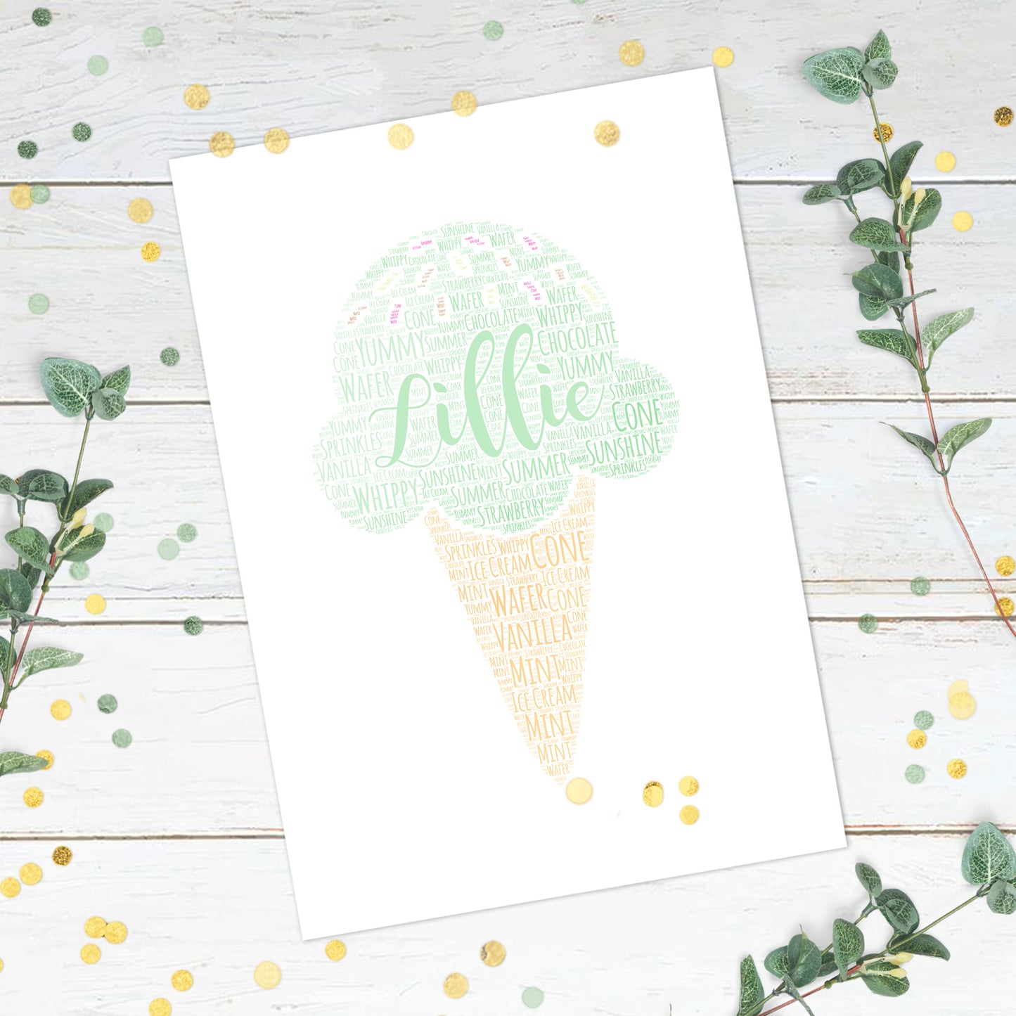 Personalised Ice Cream Print Word Art Print