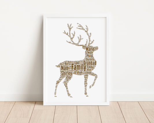 Personalised Stag Word Art Print