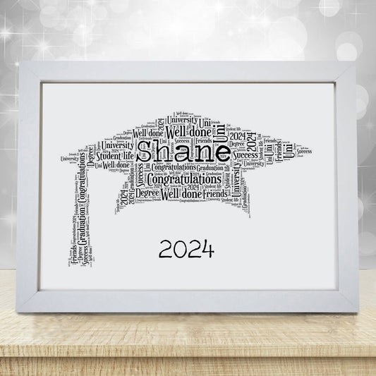 Personalised Graduation Hat Word Art Print