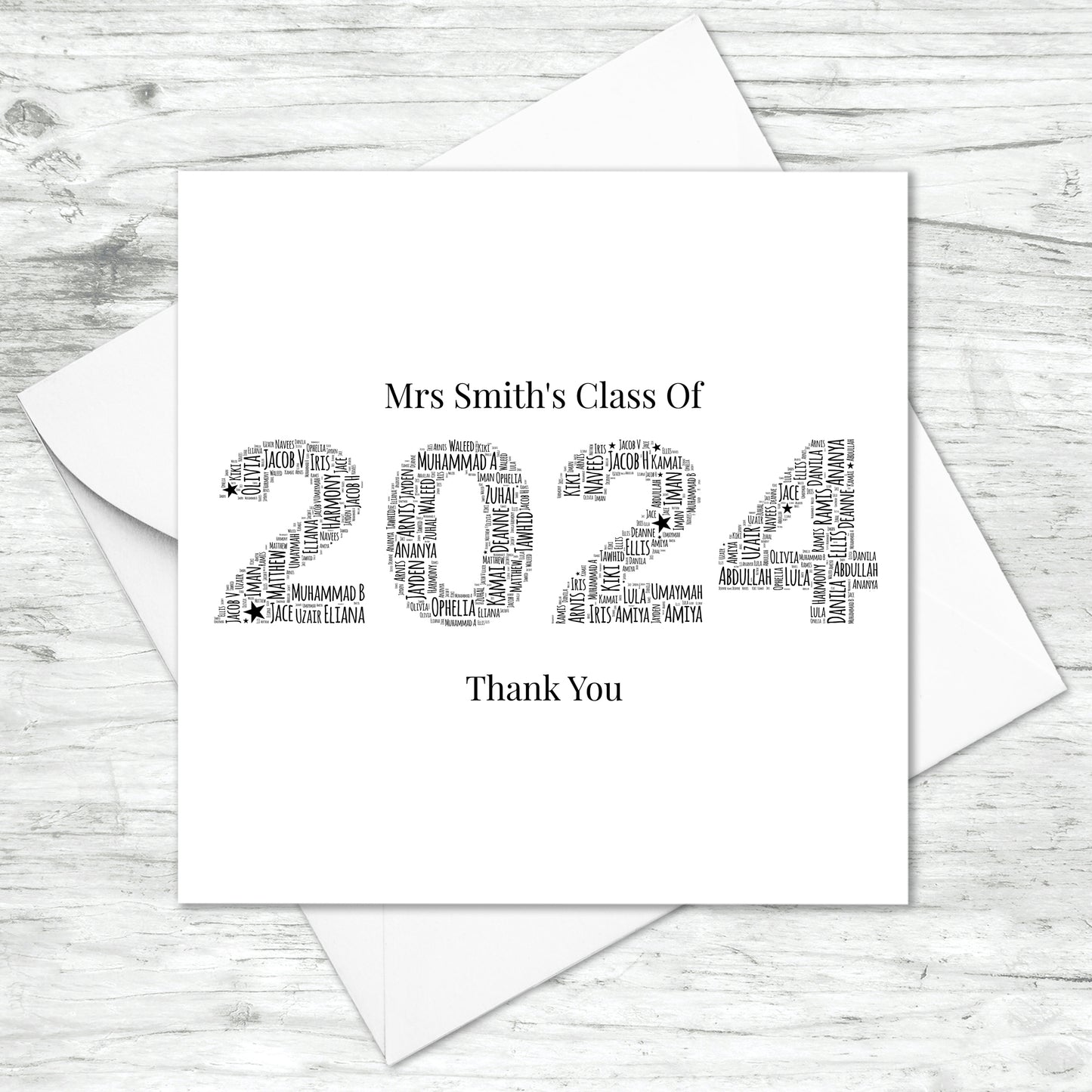 Personalised Best Teacher 2024 Word Art Card