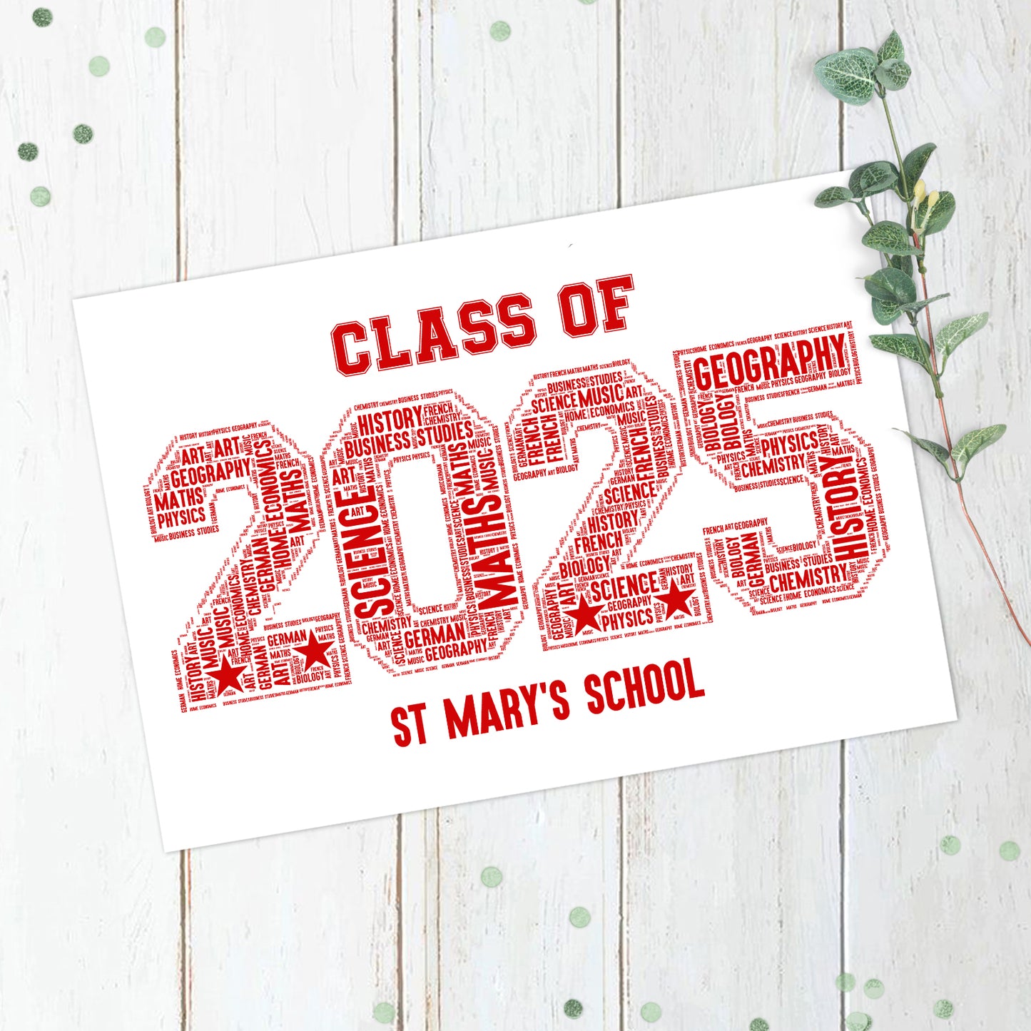 Personalised Class Of 2025 Word Art Print