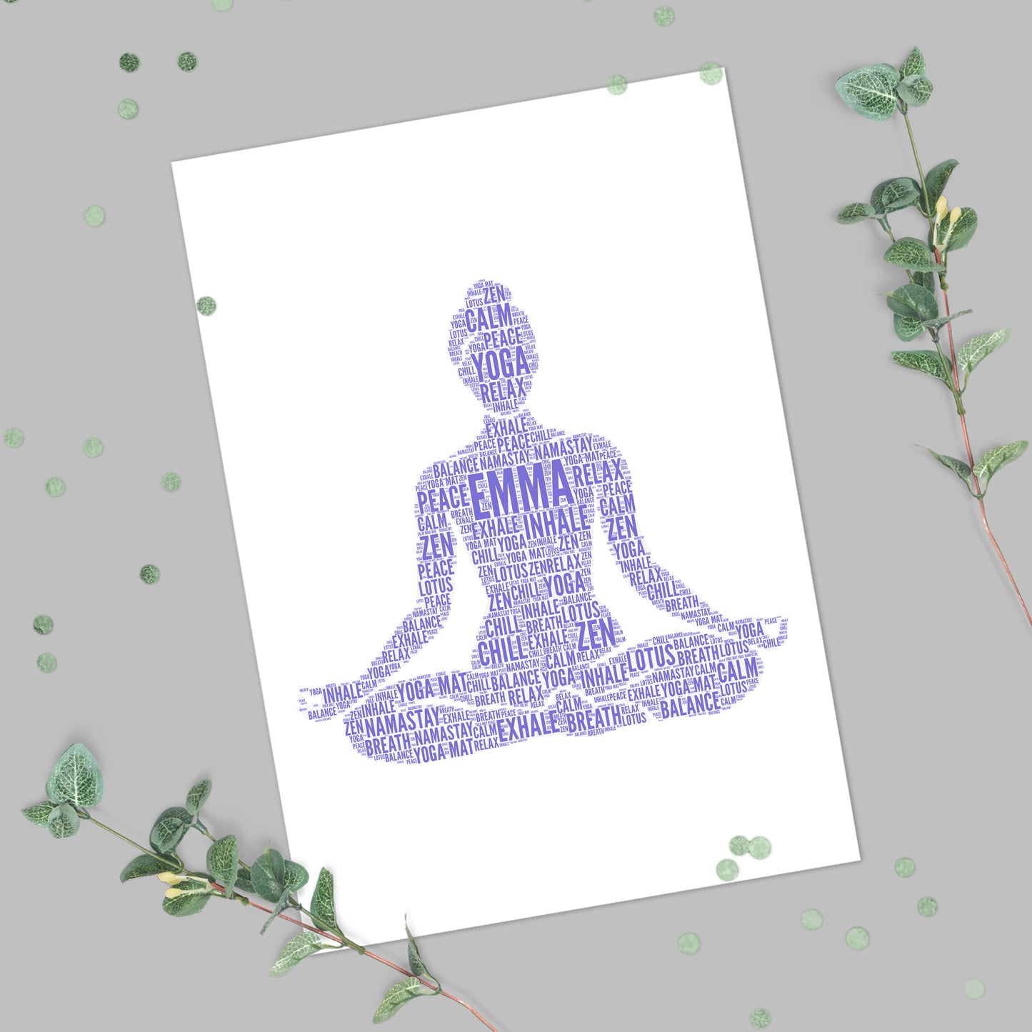 Personalised Yoga Pose Word Art Print
