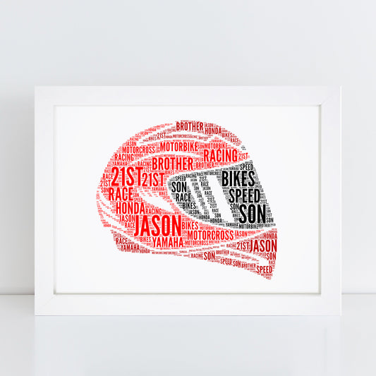 Personalised Crash Helmet Word Art Print
